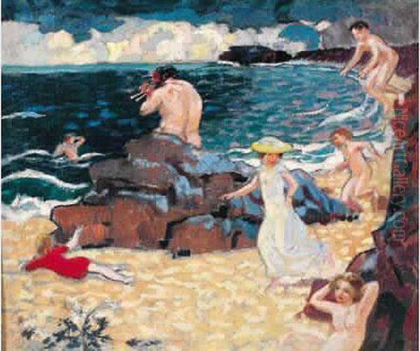 La Plage De Perros-guirec. Oil Painting by Maurice Denis