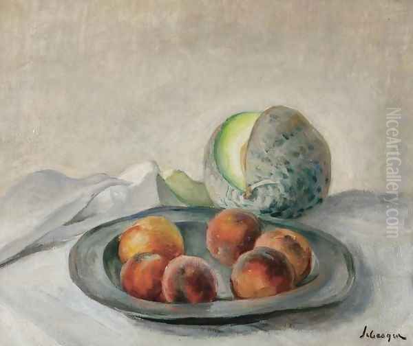 Pêches et melon Oil Painting by Henri Lebasque