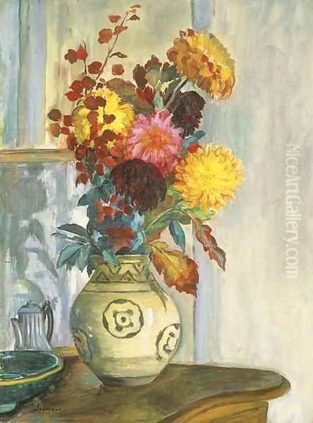 Bouquet de fleurs dans un vase Oil Painting by Henri Lebasque