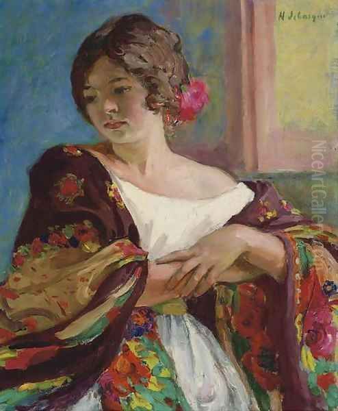 Jeune femme au chale Oil Painting by Henri Lebasque