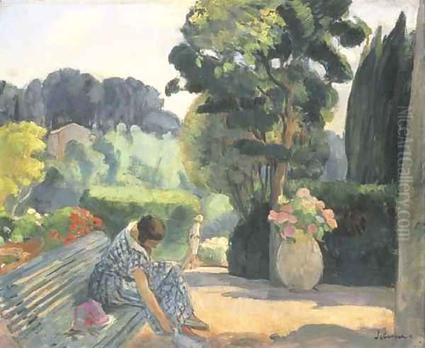 La terrasse au Pradet Oil Painting by Henri Lebasque