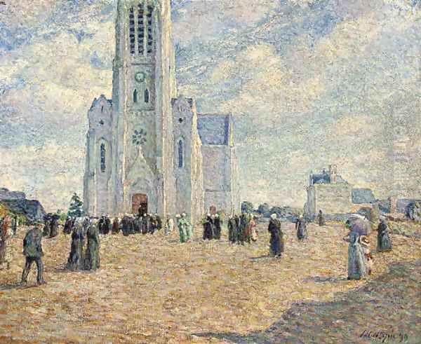 La place de l'eglise, Bretagne Oil Painting by Henri Lebasque