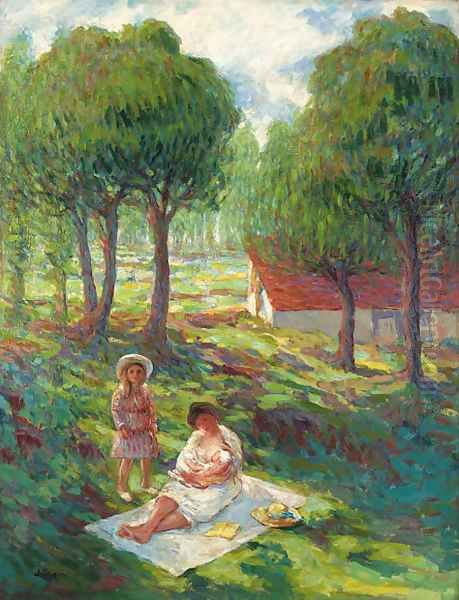 Mre et enfant dans un paysage Oil Painting by Henri Lebasque