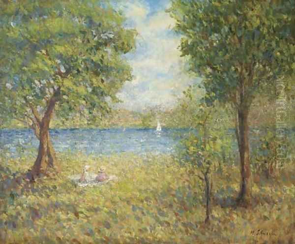 Deux fillettes au bord de l'eau Oil Painting by Henri Lebasque