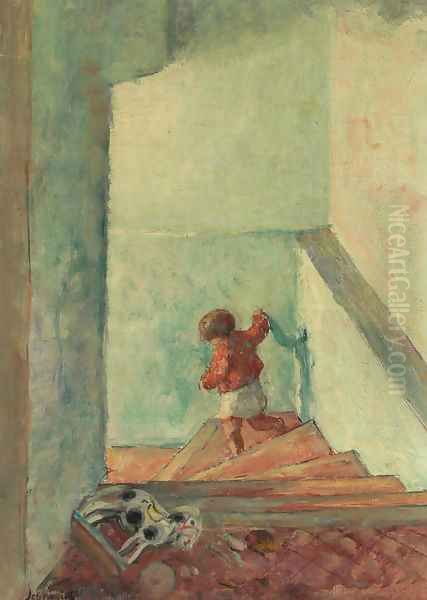 Enfant dans un escalier Oil Painting by Henri Lebasque