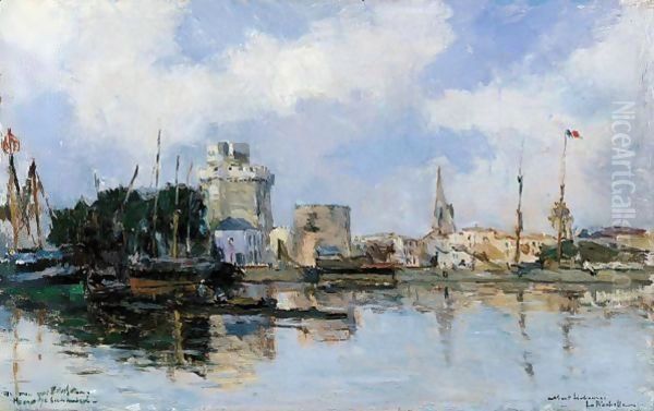 La Rochelle, the Harbor, Bright Sky Oil Painting by Albert Lebourg