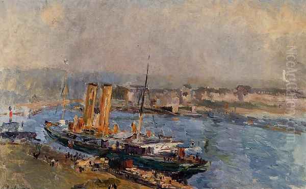 The Port of Rouen Oil Painting by Albert Lebourg