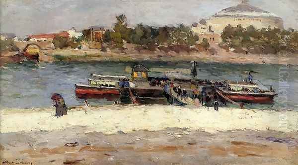 Bateau-Mouche at the Quai St Bernard in Paris Oil Painting by Albert Lebourg