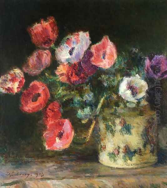 Bouquet of Anemones Oil Painting by Albert Lebourg