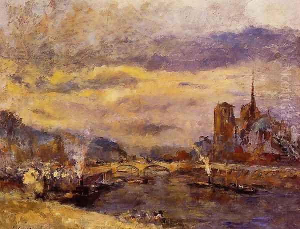 Paris, the Seine and Notre-Dame Oil Painting by Albert Lebourg