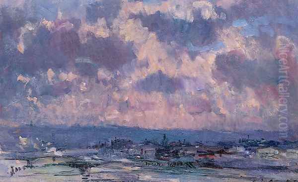 The Seine and the Faubourt Saint-Server, Sky Study Oil Painting by Albert Lebourg