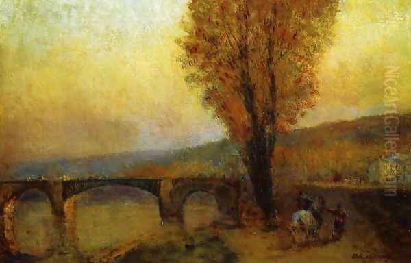 Bridge and Rider Oil Painting by Albert Lebourg