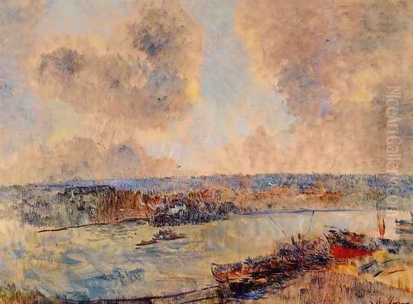 The Seine near Paris Oil Painting by Albert Lebourg