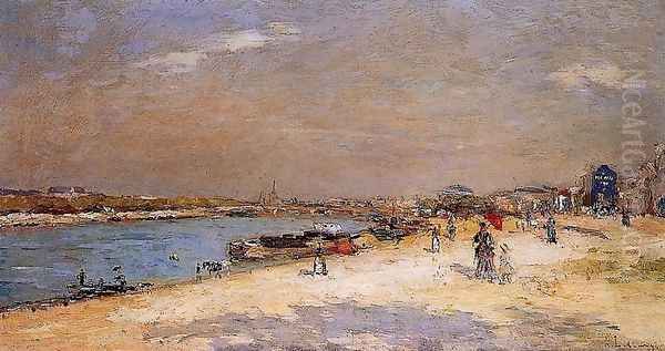 The Port of Bercy, Unloading the Sand Barges Oil Painting by Albert Lebourg