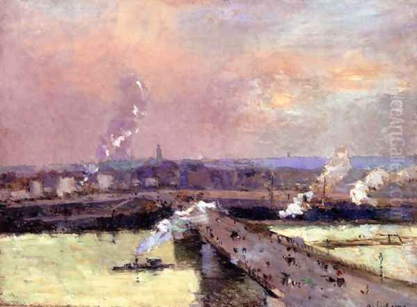 The Pont Boieldieu, Rouen Oil Painting by Albert Lebourg