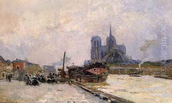 Notre Dame de Paris, View from Pont de la Tournelle Oil Painting by Albert Lebourg