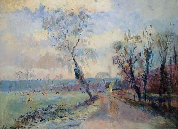 Hondouville, an Afternoon at the End of Winter Oil Painting by Albert Lebourg