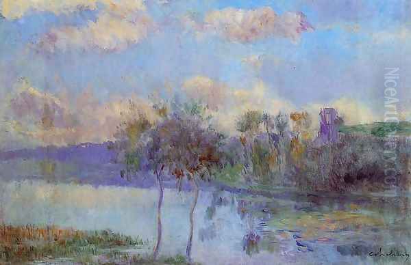 The Pond at Chalou-Moulineux, near Etampes Oil Painting by Albert Lebourg