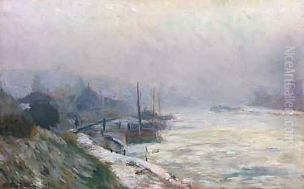 The Seine in Winter Oil Painting by Albert Lebourg