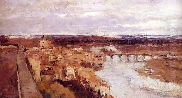 View of the Town of Pont-du-Chateau Oil Painting by Albert Lebourg