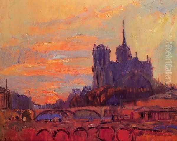 View of Notre Dame and the Seine Oil Painting by Albert Lebourg