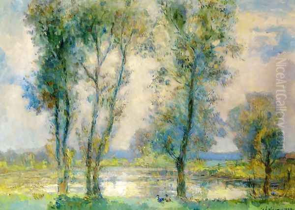 Near the Lake Oil Painting by Albert Lebourg