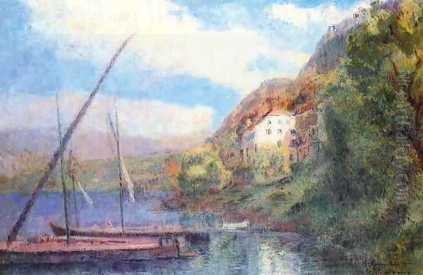 The Shores of Lake Geneva at Saint-Gingolph Oil Painting by Albert Lebourg