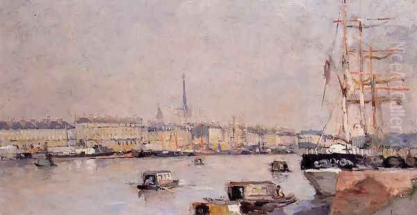 The Port of Rouen with Cathedral Oil Painting by Albert Lebourg