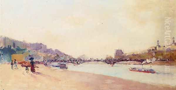 Paris, the Seine and the Pont des Saint-Peres, with the Louvre Oil Painting by Albert Lebourg