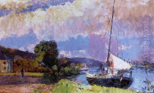 The Banks of the Seine: Caumont in Summer Oil Painting by Albert Lebourg