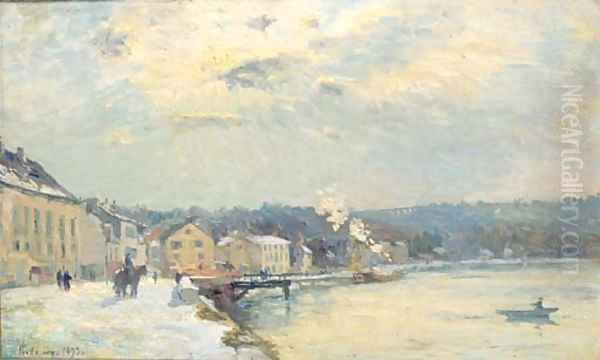 La neige à Bougival, soleil d'hiver Oil Painting by Albert Lebourg