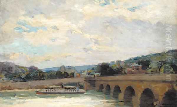 Le pont de Sevres Oil Painting by Albert Lebourg