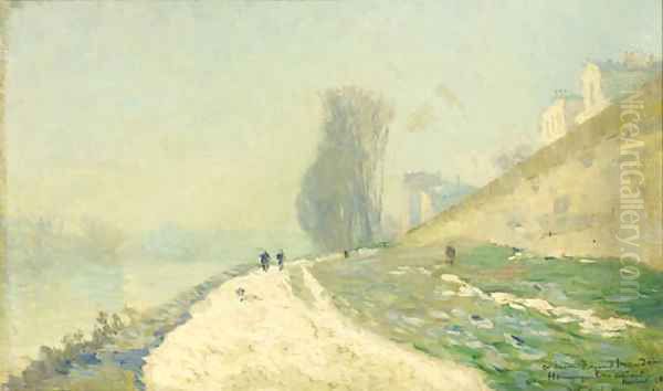 Effet de neige aux environs de Paris Oil Painting by Albert Lebourg