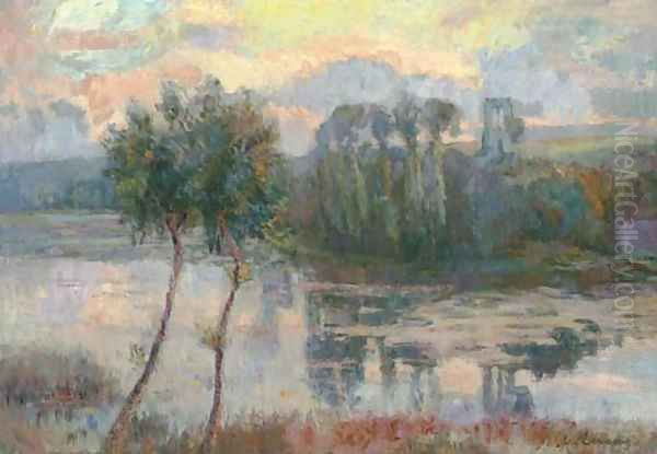 Bord de l'etang de Chalou-Moulineux Oil Painting by Albert Lebourg