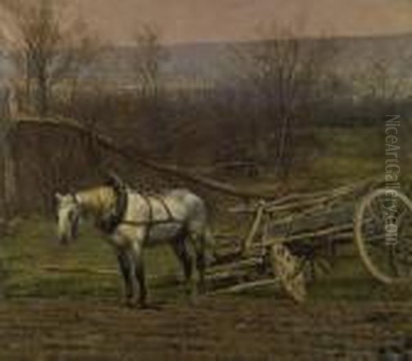 Charrette Attelee D'un Cheval 
Blanc: A Fragment From The Panorama Of The Battle Of Champigny Oil Painting by Jean Baptiste Edouard Detaille