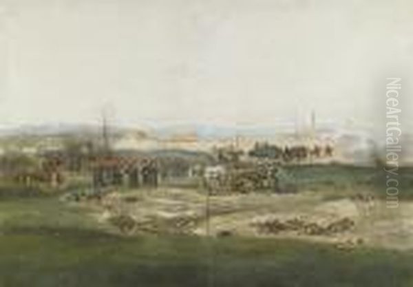 La Battaille De Champigny: A Study For The Panorama Of The Battle Of Champigny Oil Painting by Jean Baptiste Edouard Detaille