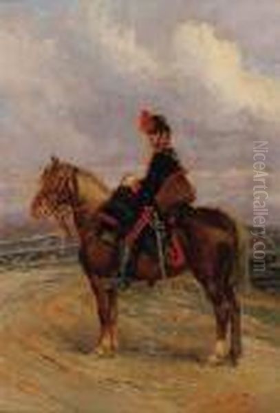 Militaire A Cheval Oil Painting by Jean Baptiste Edouard Detaille