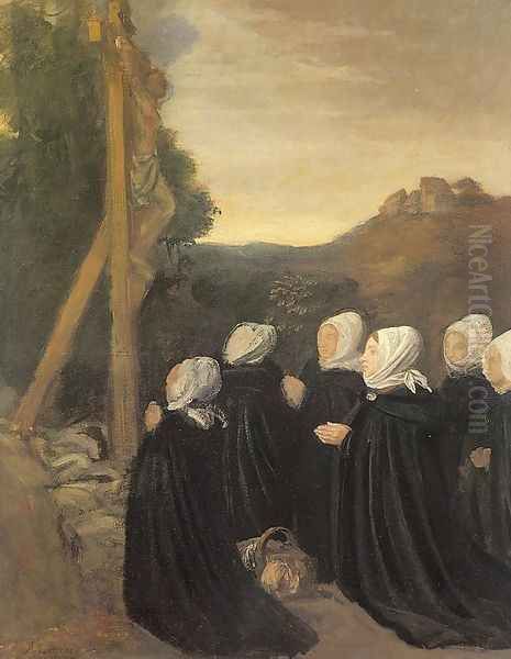 Calvary 1874 Oil Painting by Alphonse Legros