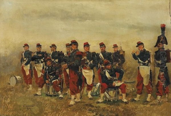 Soldiers Oil Painting by Jean Baptiste Edouard Detaille