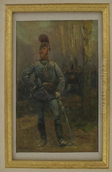  Officier D'un Regiment De Ligne Bavarois  Oil Painting by Jean Baptiste Edouard Detaille