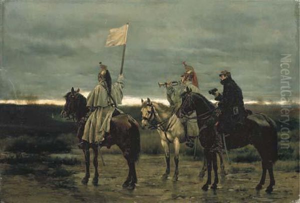 La Treve Du 28 Janvier 1871 Oil Painting by Jean Baptiste Edouard Detaille