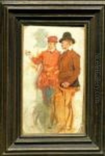 Two Gentlemen Oil Painting by Jean Baptiste Edouard Detaille