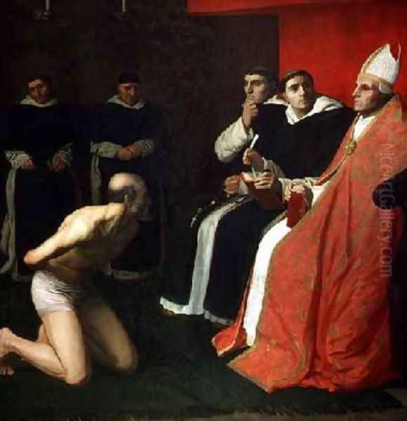 An Honourable Penitent Oil Painting by Alphonse Legros