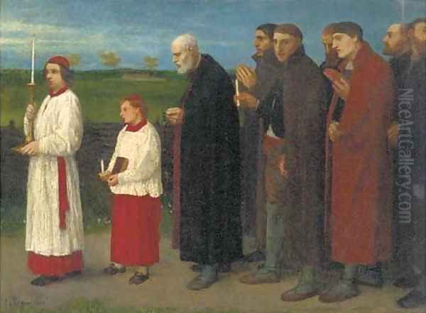 A religious procession Oil Painting by Alphonse Legros