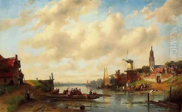 The Ferry 2 Oil Painting by Charles Henri Joseph Leickert