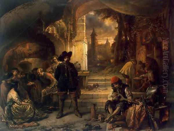 Guardroom Oil Painting by Baron Jan August Hendrik Leys