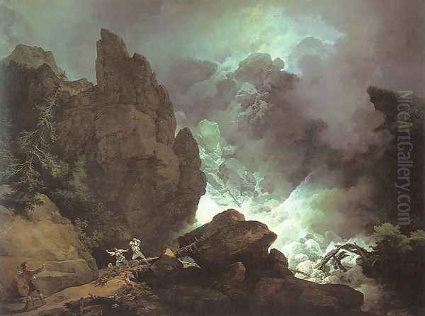 An Avalanche in the Alps 1803 Oil Painting by Philip Jacques de Loutherbourg