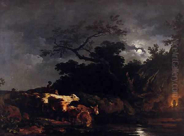 Clair de Lune (Moonlight) 1777 Oil Painting by Philip Jacques de Loutherbourg