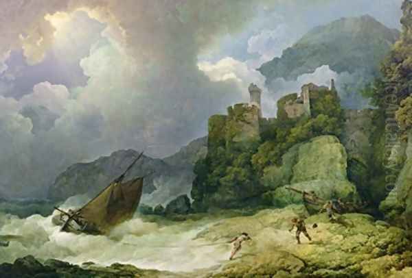 Smugglers Landing in a Storm 1791 Oil Painting by Philip Jacques de Loutherbourg