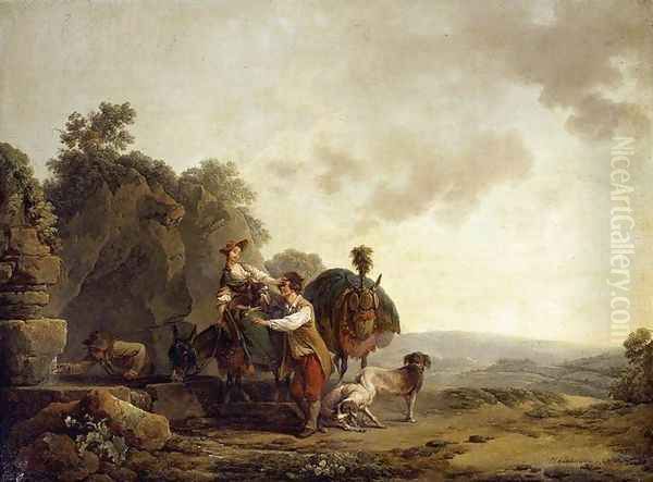 Travellers at a Well 1769 Oil Painting by Philip Jacques de Loutherbourg